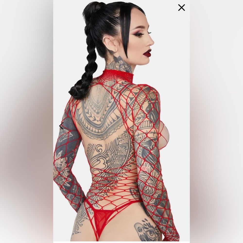 NWT Red Fishnet Bodystocking - Picture 2 of 3
